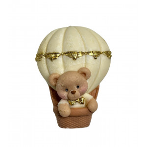 Шоколадна фігурка Ведмежа бежеве в білій кофтинці на повітряній кулі