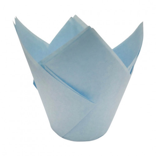 Формы бумажные для кексов Тюльпан 50*80 мм, нежно-голубые