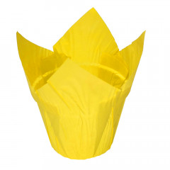 Бумажные формы для кексов Тюльпан с бортиком d=50 см, h=85 см, желтые, 25шт