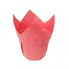 Бумажные формы для кексов Тюльпан с бортиком d=50 см, h=85 см, розовые, 25шт