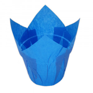 Бумажные формы для кексов Тюльпан с бортиком d=50 см, h=85 см, синие, 25шт
