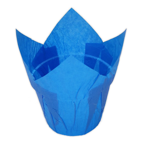 Паперові форми для кексів Тюльпан з бортиком d=50 мм, h=85 мм, сині, 25шт