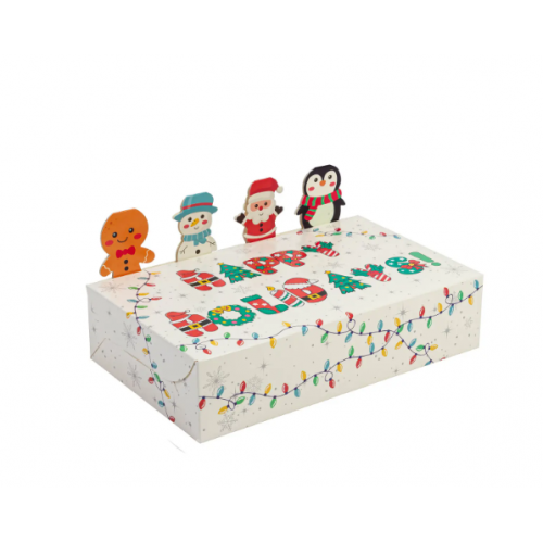 Коробка для десертів з фігурками біла Happy Holidays 25х15х5 см
