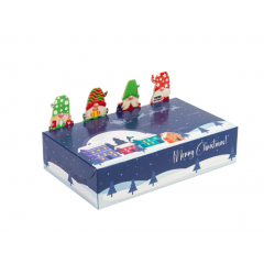 Коробка для десертів з фігурками синя Merry Christmas 25х15х5 см