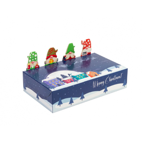 Коробка для десертів з фігурками синя Merry Christmas 25х15х5 см