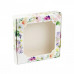 Коробка для пряників з віконцем біла, з квітковим принтом, 150*150*30 мм