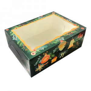 Коробка для капкейків з віконцем на 6 шт зелена Ялинка 17х25х9 см