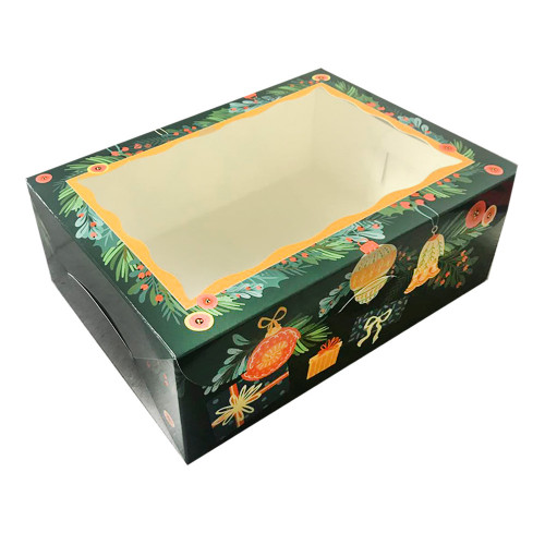 Коробка для капкейків з віконцем на 6 шт зелена Ялинка 17х25х9 см