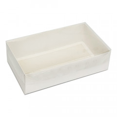 Коробка для десертів з прозорою кришкою Біла 25х14х6 см