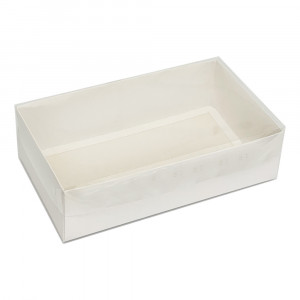 Коробка для десертов с прозрачной крышкой Белая 25х14х6 см