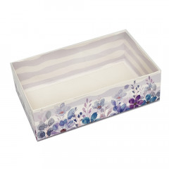 Коробка для десертів з прозорою кришкою Фіолетові Квіти 25х14х6 см