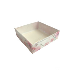 Коробка с прозрачной крышкой для пряника Акварельные цветы 120*120*35 мм