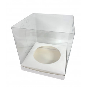 Коробка аквариум белая с прозрачной крышкой 18 х 18 х 20 см