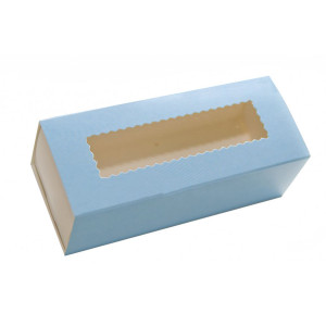 Коробка для макаронс с окошком, голубая