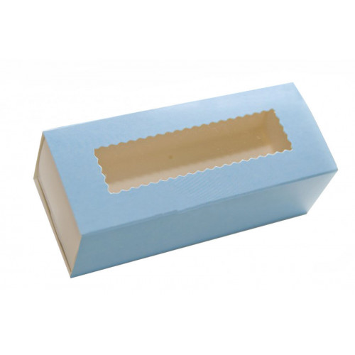 Коробка для макаронс з віконцем, блакитна