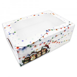 Коробка для капкейків з віконцем на 6 шт Новорічні сови