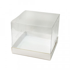 Коробка аквариум белая с прозрачной крышкой 18 х 18 х 15 см