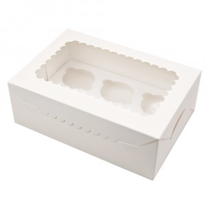 Коробка для капкейків з віконцем на 6 шт, біла