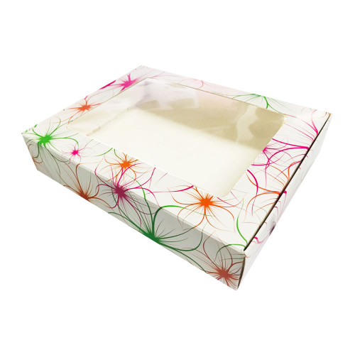 Коробка для пряников с окошком Цветочные узоры