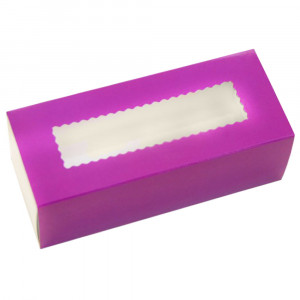 Коробка для макарон с окошком, фиолетовая