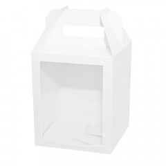 Коробка для кулича, белая с окошком, 16,5*16,5*20 см 