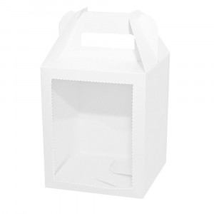 Коробка для кулича, белая с окошком, 16,5*16,5*20 см 