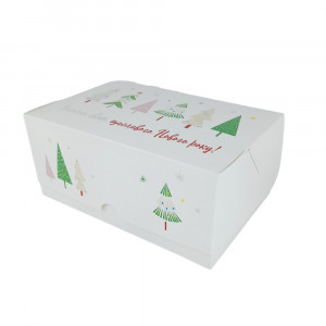 Коробка для десертов подарочная Елки 180 х 120 х 80