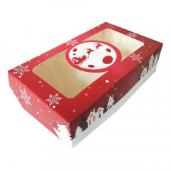 Коробка для десертів 11,5*20,5*5 см, Новорічна Червона