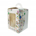 Коробка для кулича с окошком Happy Easter Белая с рисунком 14х14х19 см
