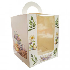 Коробка для паски З курчатком бежева з віконцем 16х16х20 см