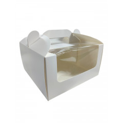 Коробка для торта с окошком Белая 20х20х11 см