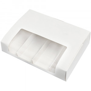 Коробка для пирожных Эскимо с окошком на 4 шт белая 21х15х5 см