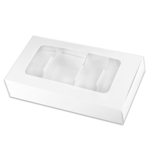 Коробка для пирожных Эскимо с окошком сверху на 4 шт, белая