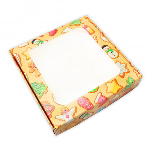 Коробка для пряників з віконцем Яскраве печиво, 15*15*3,5 см