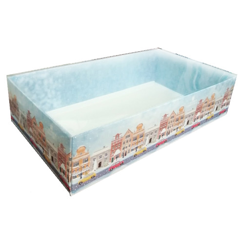 Коробка для десертів з прозорою кришкою Merry Christmas 25х14х6 см