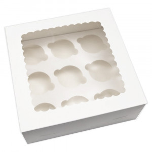 Коробка для капкейків з віконцем на 9 шт, біла