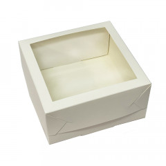 Коробка з віконцем для бенто-торту 15х15х7 см Біла