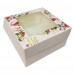 Коробка з віконцем для капкейків, десертів, бенто 17х17х9 см Світло-рожева з квітами