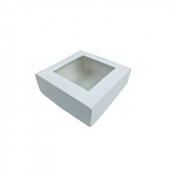 Коробка з віконцем для цукерок Біла 110 х 110 х 37 мм