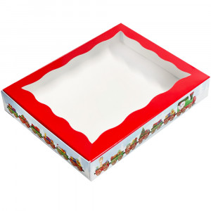 Коробка новорічна з віконцем Експрес 15х20х3 см