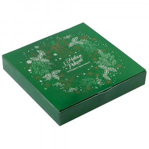 Коробка для 16 конфет Зеленый веночек 18.5х18.5х3 см