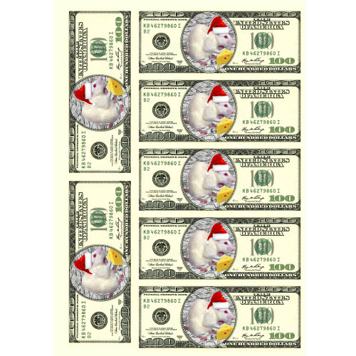 Вафельна картинка Долари, новорічні 2020