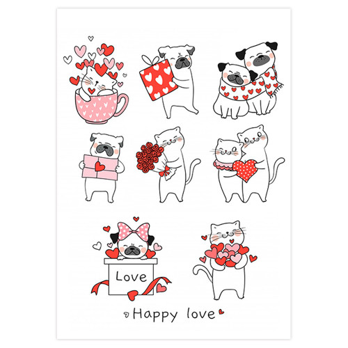 Вафельна картинка Happy love Cats Dogs 