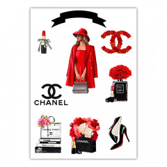 Вафельна картинка Chanel Дівчина в червоному