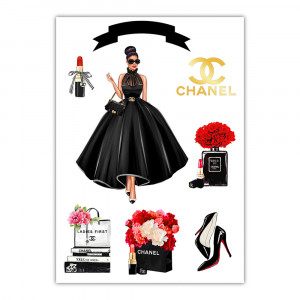 Вафельная картинка Chanel Девушка в черном