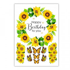 Вафельна картинка Happy Birthday Соняшники