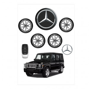 Вафельная картинка Mercedes с колесами
