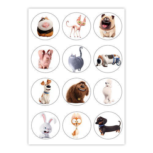 Вафельная картинка на капкейки Тайная жизнь домашних животных