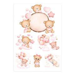 Вафельная картинка Нежные розовые медвежата