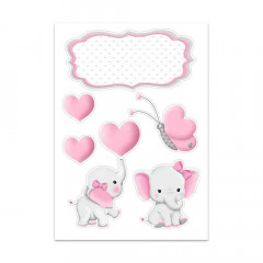 Вафельна картинка Рожеві слоники